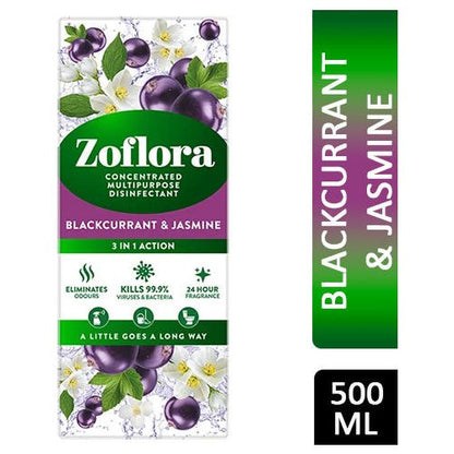 Zoflora Concentrated Multipurpose Disinfectant, Blackcurrant & Jasmine Scent, 500ml