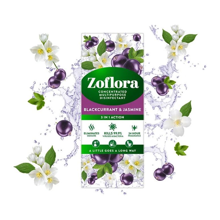 Zoflora Concentrated Multipurpose Disinfectant, Blackcurrant & Jasmine Scent, 500ml