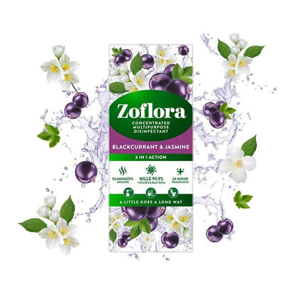 Zoflora Concentrated Multipurpose Disinfectant, Blackcurrant & Jasmine Scent, 500ml