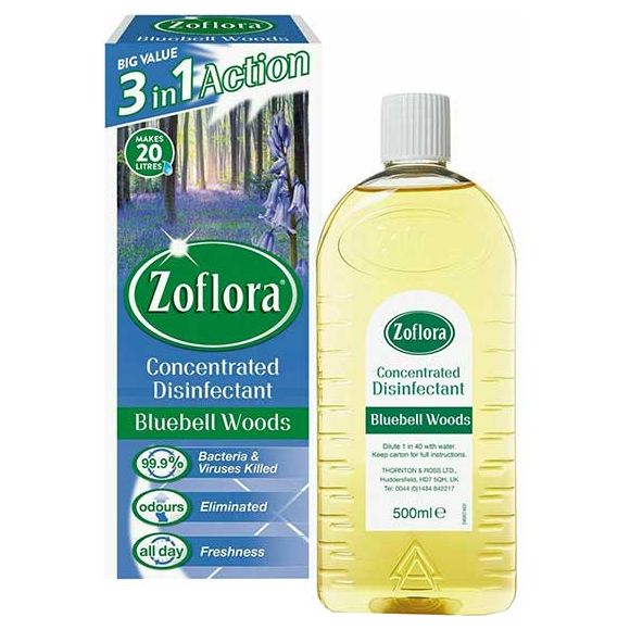 Zoflora Concentrated Multipurpose Disinfectant, Bluebell Woods Scent, 500ml