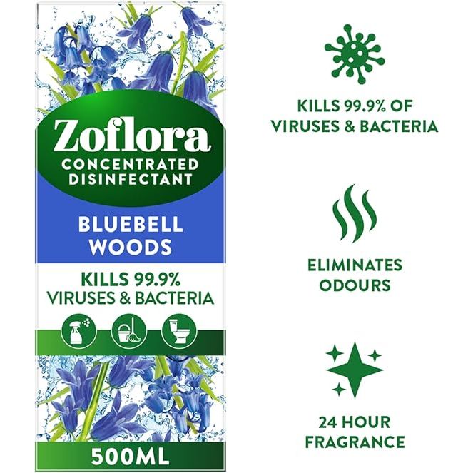 Zoflora Concentrated Multipurpose Disinfectant, Bluebell Woods Scent, 500ml