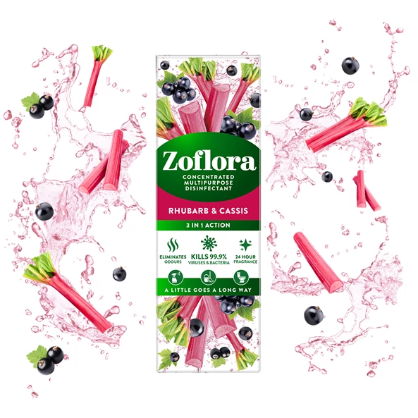 Zoflora Concentrated Multipurpose Disinfectant, Rhubarb & Cassis Scent, 250ml