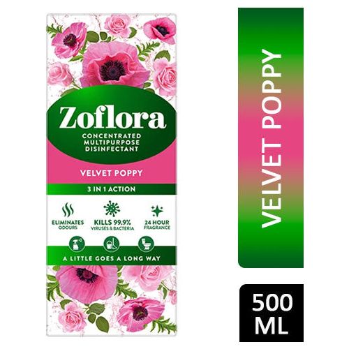 Zoflora Concentrated Multipurpose Disinfectant, Velvet Poppy Scent, 500ml