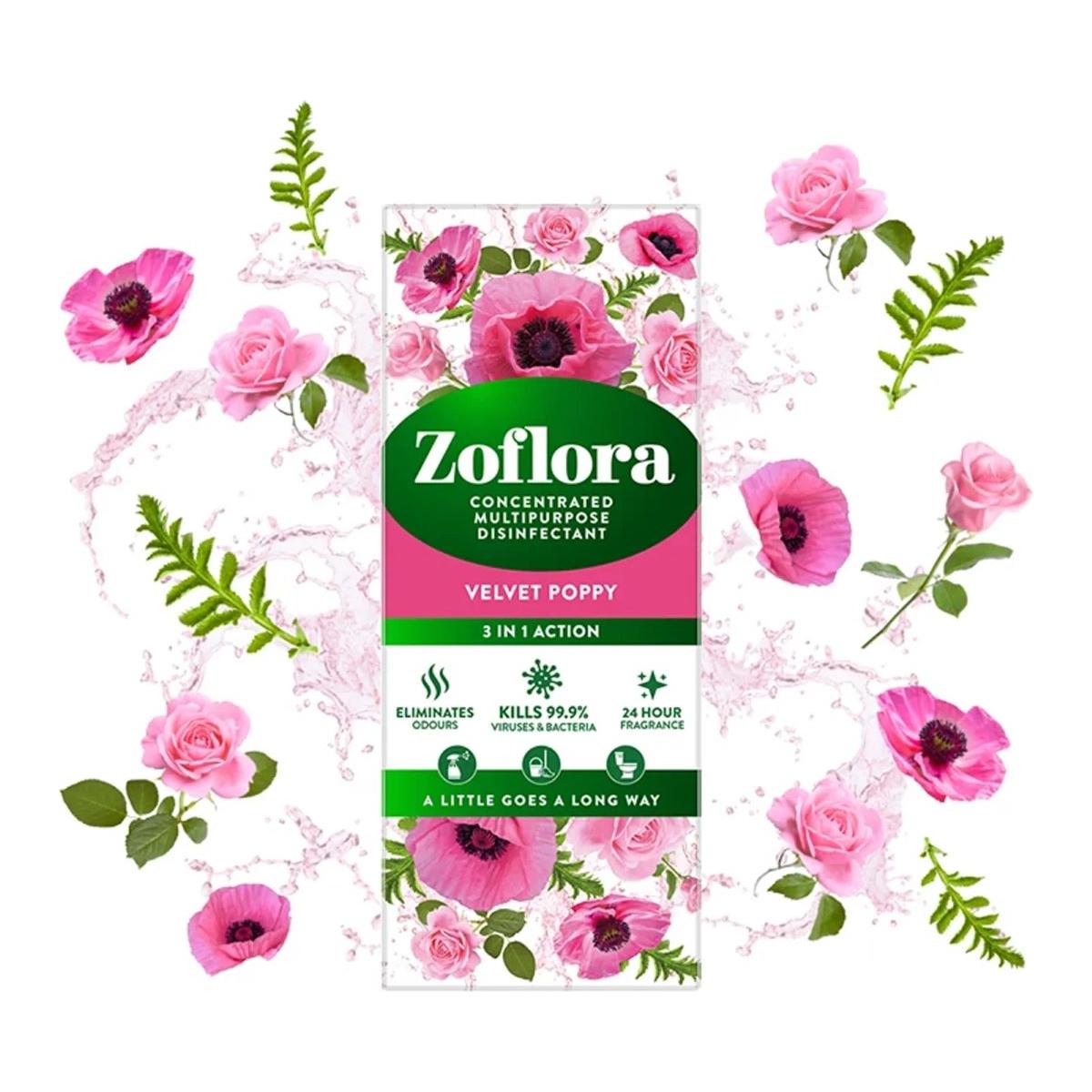 Zoflora Concentrated Multipurpose Disinfectant, Mountain Air + Velvet Poppy Scent, 500ml, 2 Pack