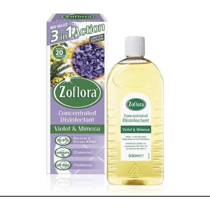 Zoflora Concentrated Multipurpose Disinfectant, Violet & Mimosa Scent, 500ml