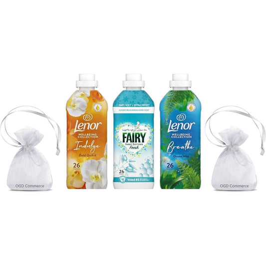 Fairy & Lenor Fabric Conditioner 26Wash, 858ml-Pack of 3-Mix Scent