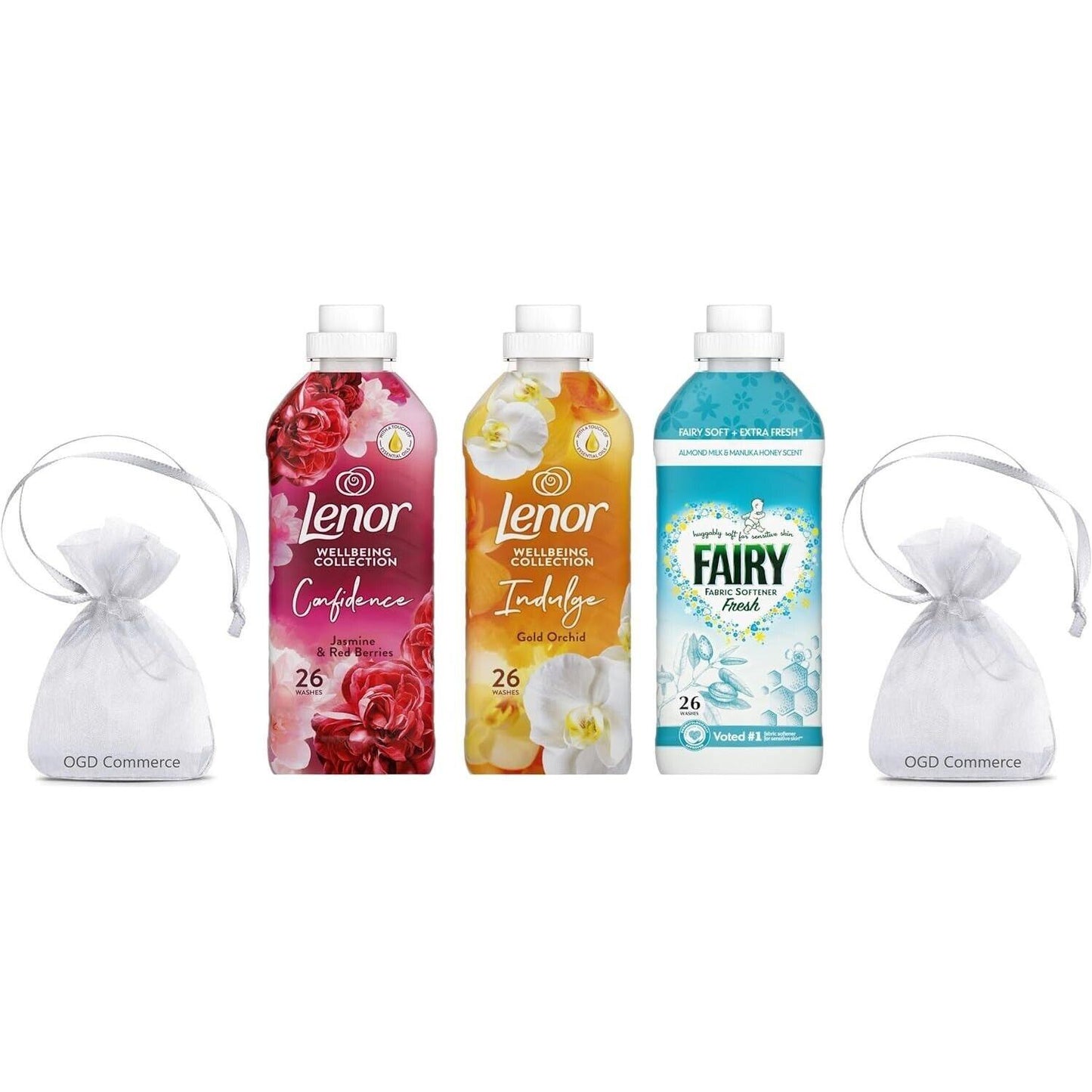 Fairy & Lenor Fabric Conditioner 26W, 858ml-Pack of 3-Mix Scent