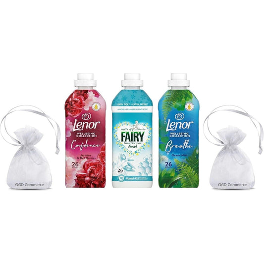 Fairy & Lenor Fabric Conditioner -26W, 858ml-Pack of 3-Mix Scent