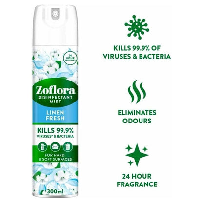 Zoflora Disinfectant Mist Air Spray, Linen Fresh Scent, 300ml