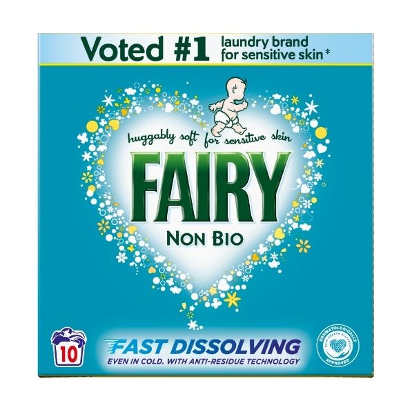 Fairy Non Bio Washing Powder, 10 Washes, Huggably Soft for Sensitive Skin, 650gr