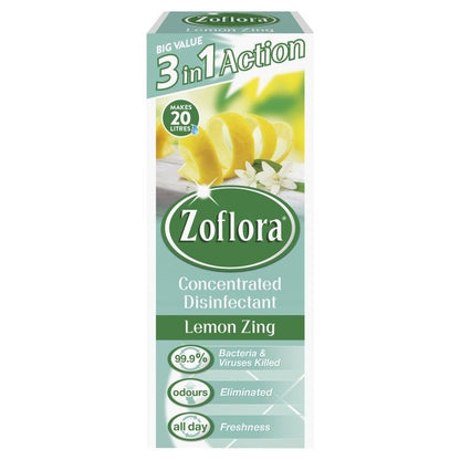 Zoflora Concentrated Multipurpose Disinfectant, Lemon Zing Scent, 500ml