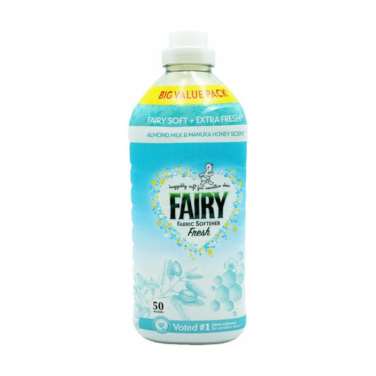 Fairy Fresh Fabric Conditioner Snuggly Soft for Sensitive Skin, 50 washes, 1.65L, Almond Milk & Manuka Honey Scent