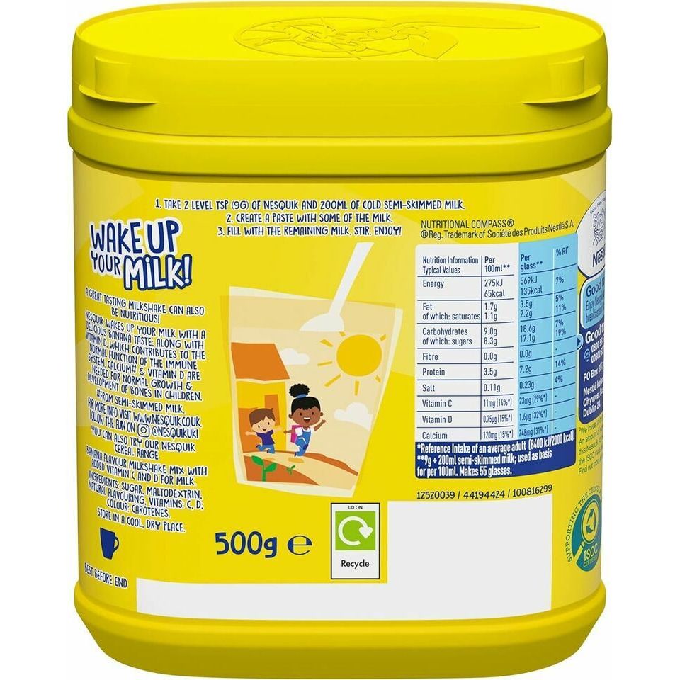 Nesquik Banana Flavoured Milkshake Powder Tub 500g