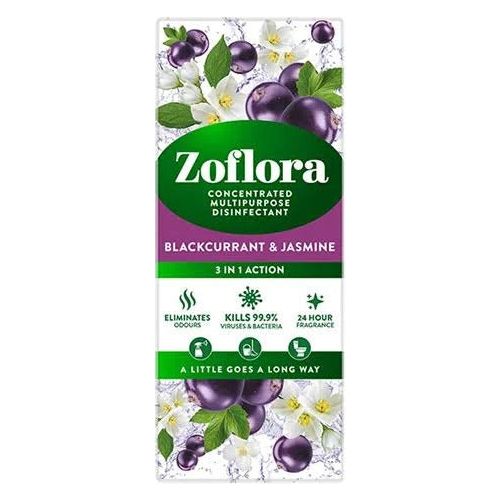 Zoflora Concentrated Multipurpose Disinfectant, Blackcurrant & Jasmine Scent, 500ml