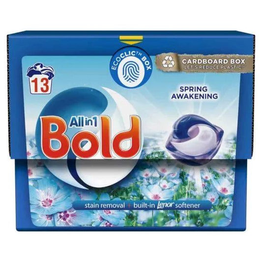 Bold All in 1 Pods Laundry Washing Liquid Capsules, Spring Awakening Scent 13 Washes