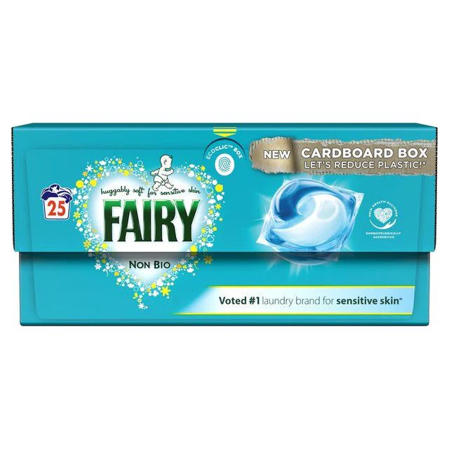 Fairy Non Bio Pods, Laundry Washing Capsules, 25 Pods, Huggably Soft for Sensitive Skin