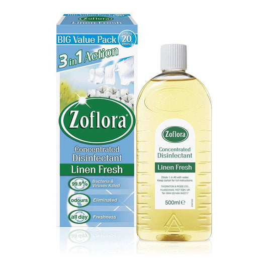 Zoflora Concentrated Multipurpose Disinfectant, Linen Fresh Scent, 500ml