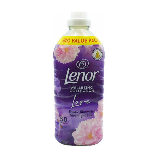 Lenor Fabric Conditioner, Wellbeing Collection, Exotic Bloom & Moonlight Lily Scent, 50washes, 1.65L