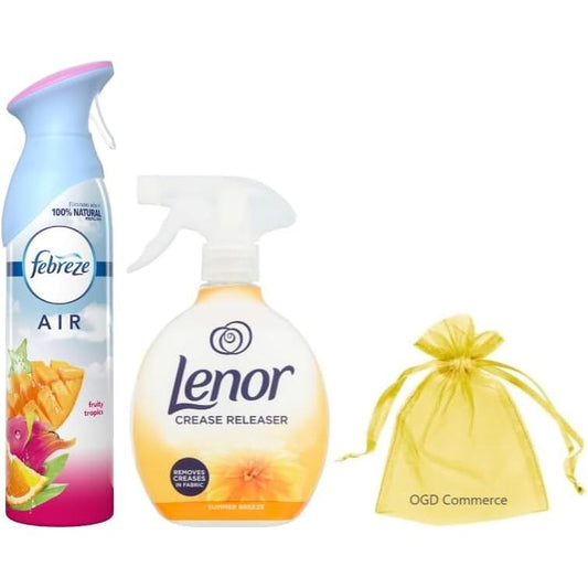 Febreze Air Mist Spray, 300ml Fruity Tropics+Crease Spray, 500ml. Summer Breeze