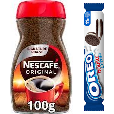 Nescafe Original Instant Coffee -100g+OREO Double Stuff Cookie Sandwich Biscuits -157g