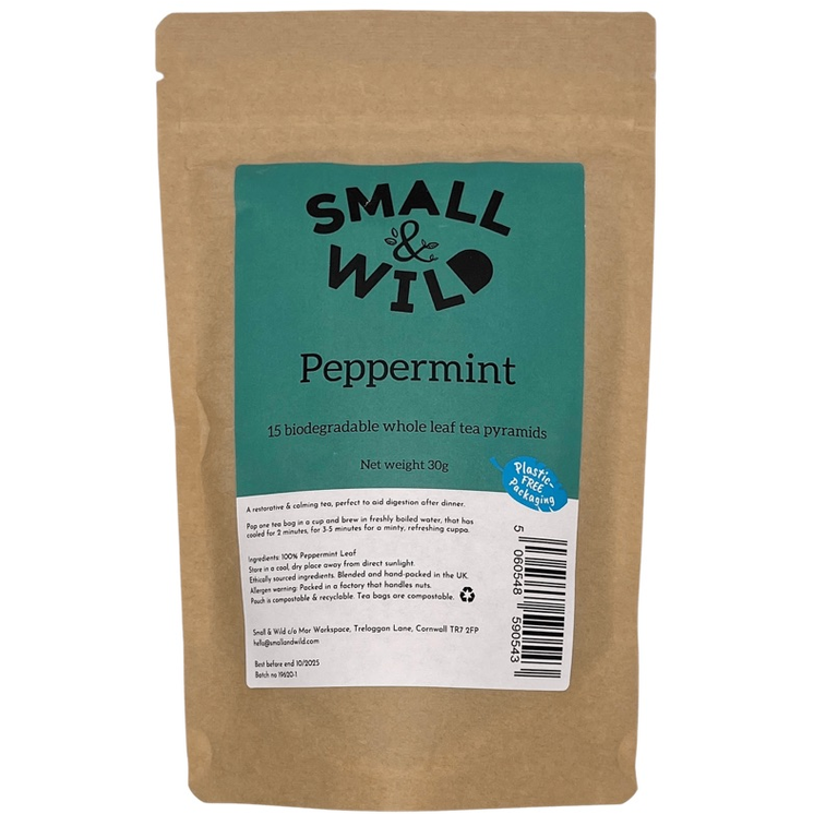 Small & Wild Whole Leaf Pyramid Tea Bags-Peppermint-30g (15pyramids)