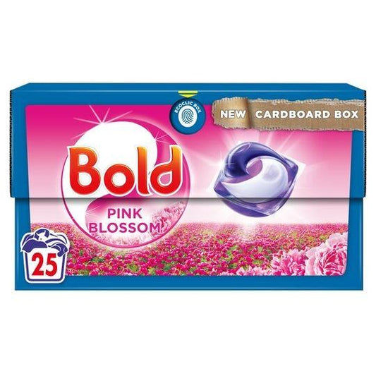 Bold All in 1 Pods Laundry Washing Liquid Capsules, Pink Blossom Scent 25 Washes