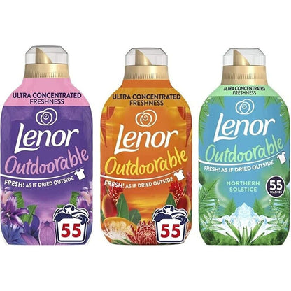 3 x Lenor Outdoorable Fabric Conditioner 55 W 770ml Mixed Scent Bundle