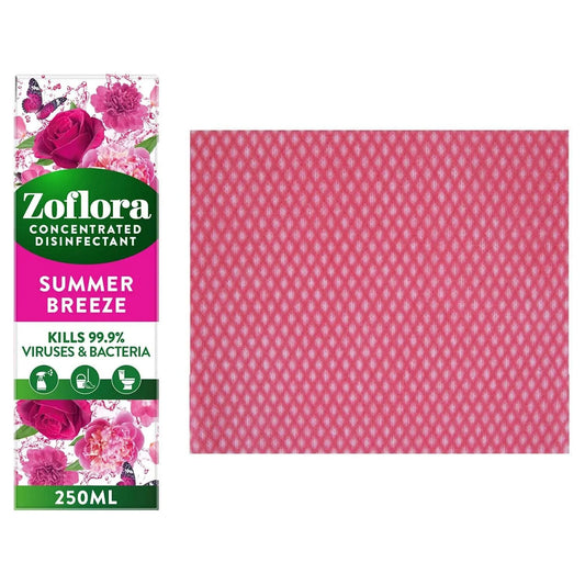 Zoflora Concentrated Disinfectant, Summer Breeze 250ml+Cleaning cloth