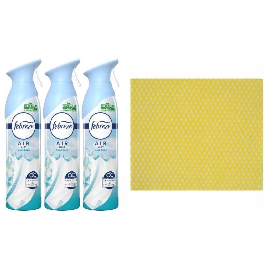 3 x Febreze Aerosol Mist, Air Freshener Spray 300ml,Fresh Linen