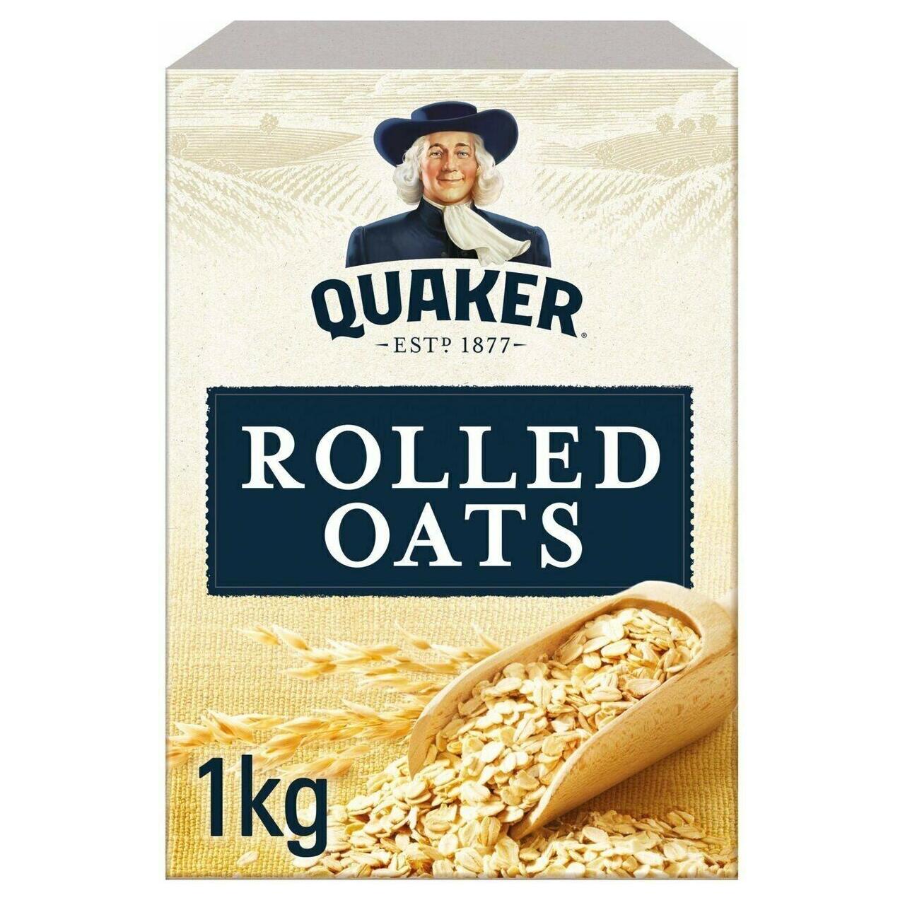 Quaker Porridge Rolled Oats 100% Wholegrain Box of 1kg Cereal