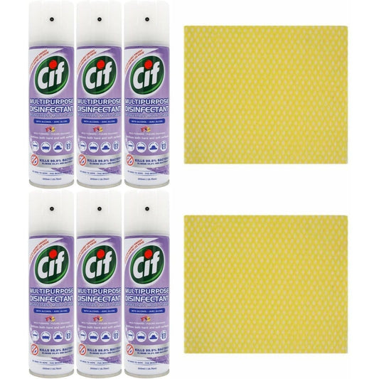 6x Cif MultipurposeSpray for Hard&Soft Surfaces,200ml,Wild Flowers+CleaningCloth