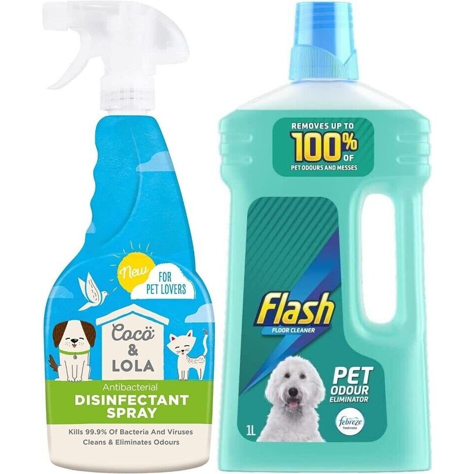 Flash & Coco & Lola for Pet Lovers Floor Cleaner 1L.+Disinfectant Spray 500ml.