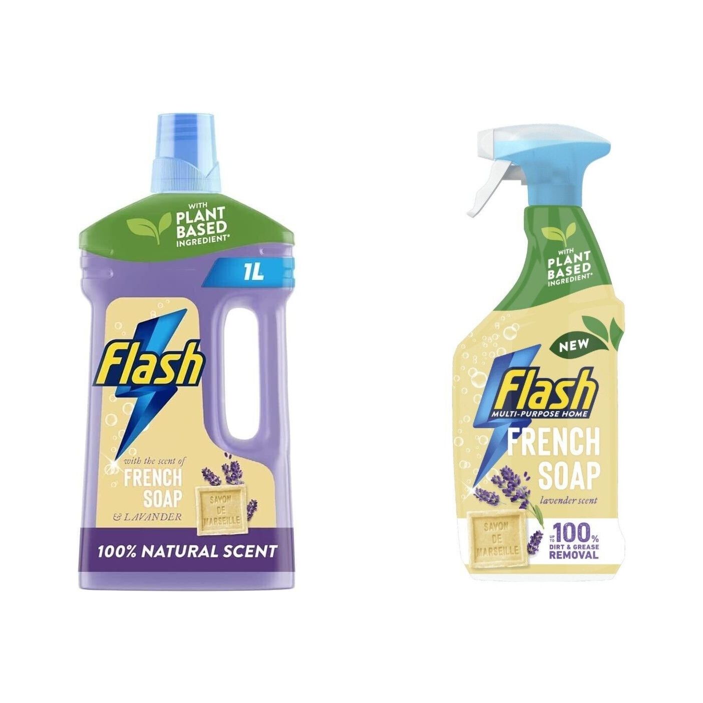 Flash Traditional Multi Purpose Cleaner-1L+Cleaning sprayNatural FrenchSoap-500ml