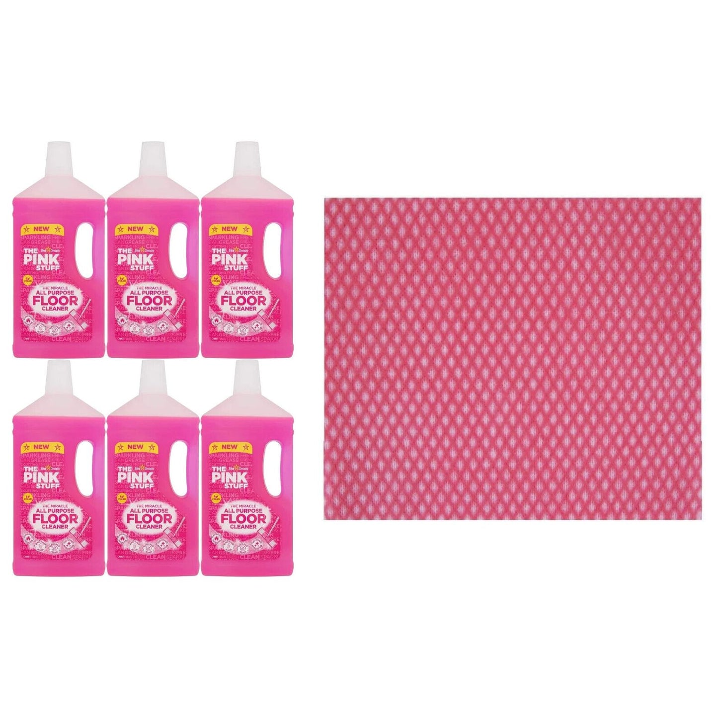 6 x The Pink Stuff The Miracle All Purpose Floor Cleaner,1L+Cleaning Cloth