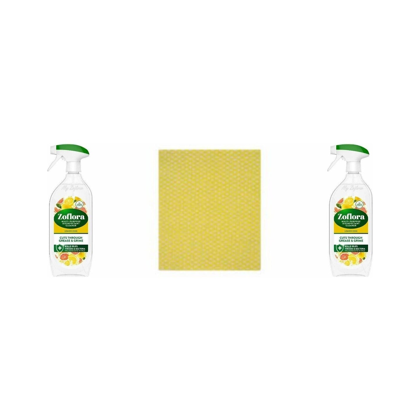 2 x Zoflora Multi Purpose Disinfectant SprayLemon Zing 800ml+Cleaning cloth