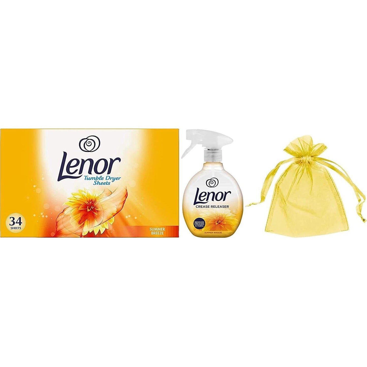 Lenor Crease Releaser Spray,500ml+Tumble Dryer Sheets 34 Summer Breeze