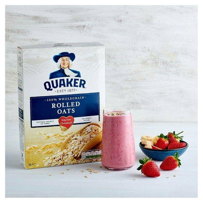 Quaker Porridge Rolled Oats 100% Wholegrain Box of 1kg Cereal