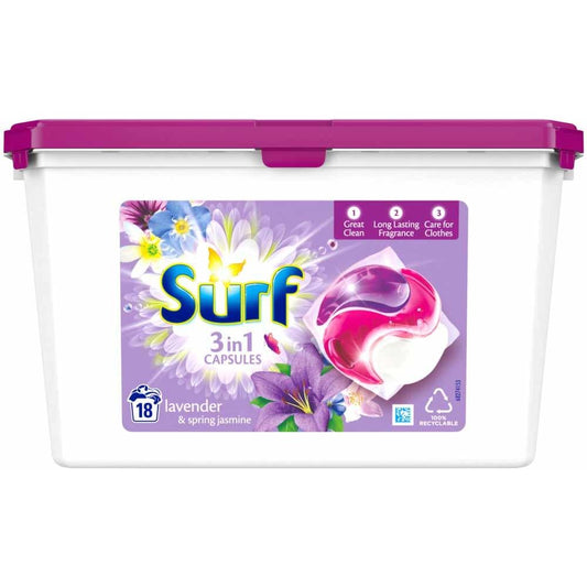 Surf 3 in 1 Lavender Laundry Washing Capsules 18 Washes