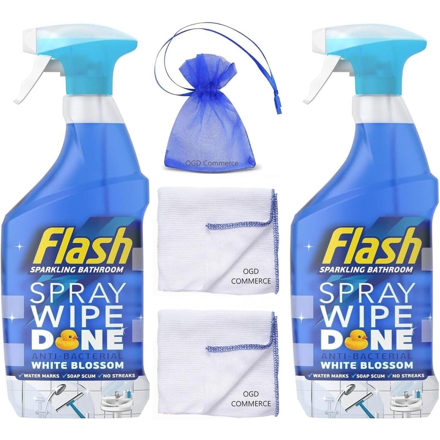 Flash Sparkling Bathroom Spray-800ml White Blossom+Cleaning Cloth