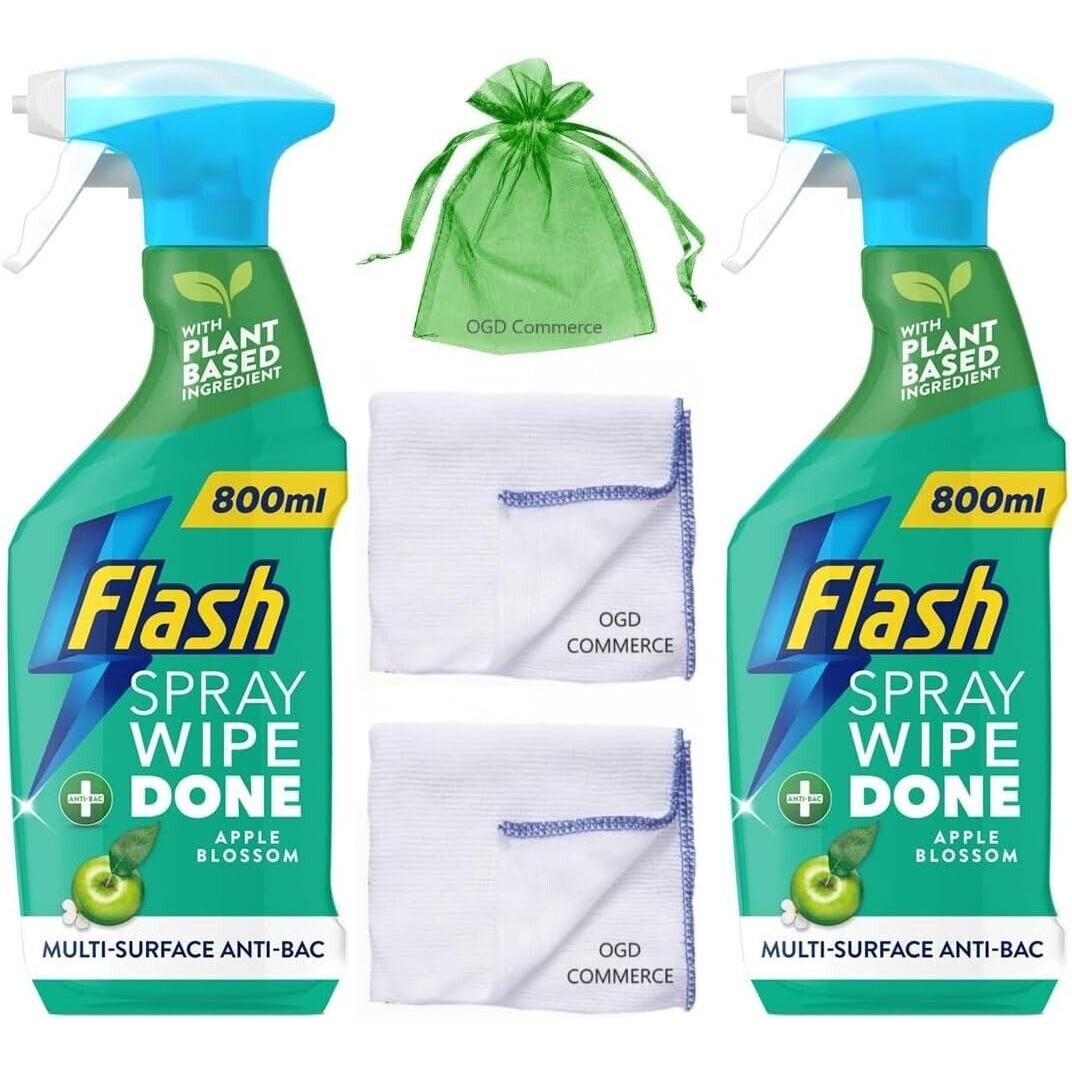 Flash Home Antibacterial Spray Apple Blossom 800ml+Cleaning cloth