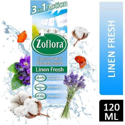 Zoflora Concentrated Multipurpose Disinfectant, Lavender + Linen Fresh Scent, 120ml, 2 Pack