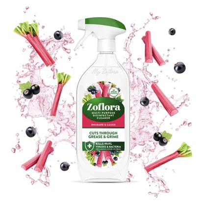 Zoflora Multipurpose Disinfectant Cleaner Spray, Rhubarb & Cassis Scent, 800ml