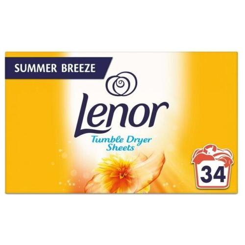 Lenor Fabric Tumble Dryer Sheets Summer Breeze 34 Sheets